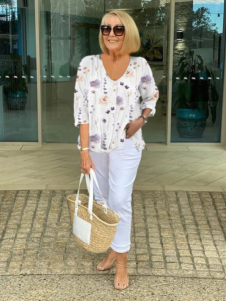 Lualhati – Button-Up Floral Blouse