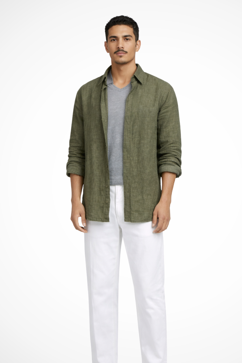 Nigel - Men Relaxed Fit Long Sleeve Linen Button Down Shirt