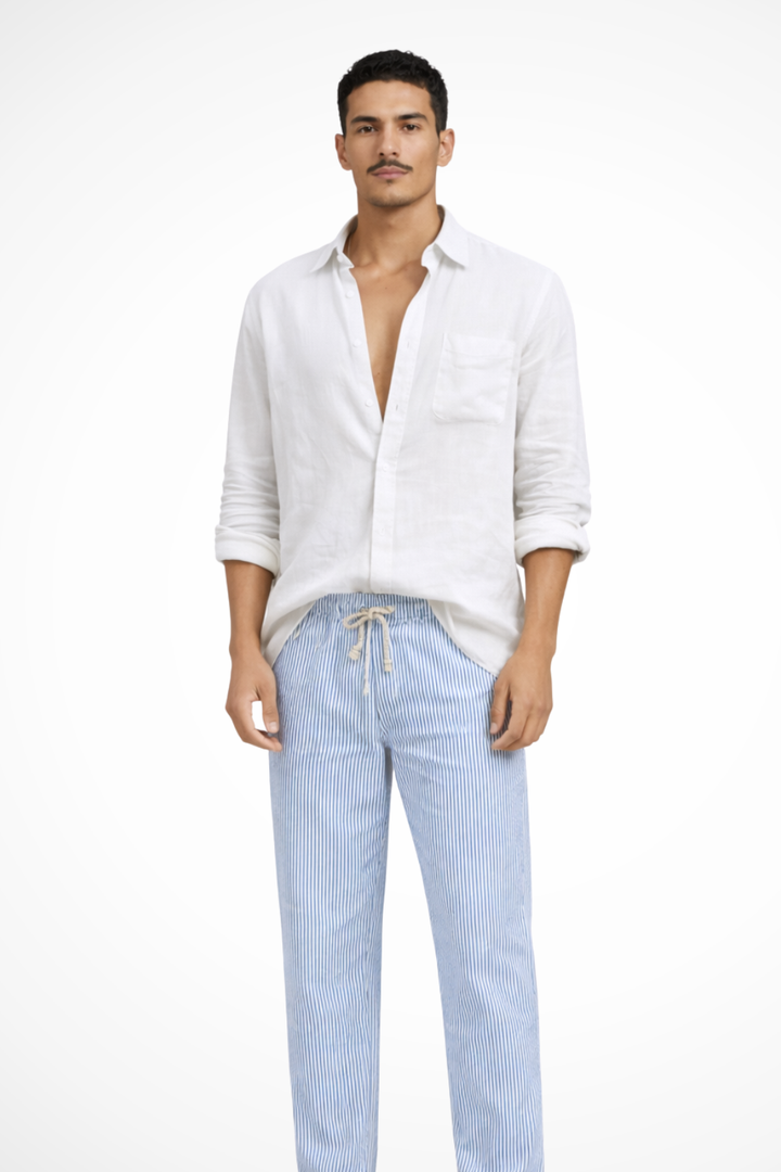 Nigel - Men Relaxed Fit Long Sleeve Linen Button Down Shirt