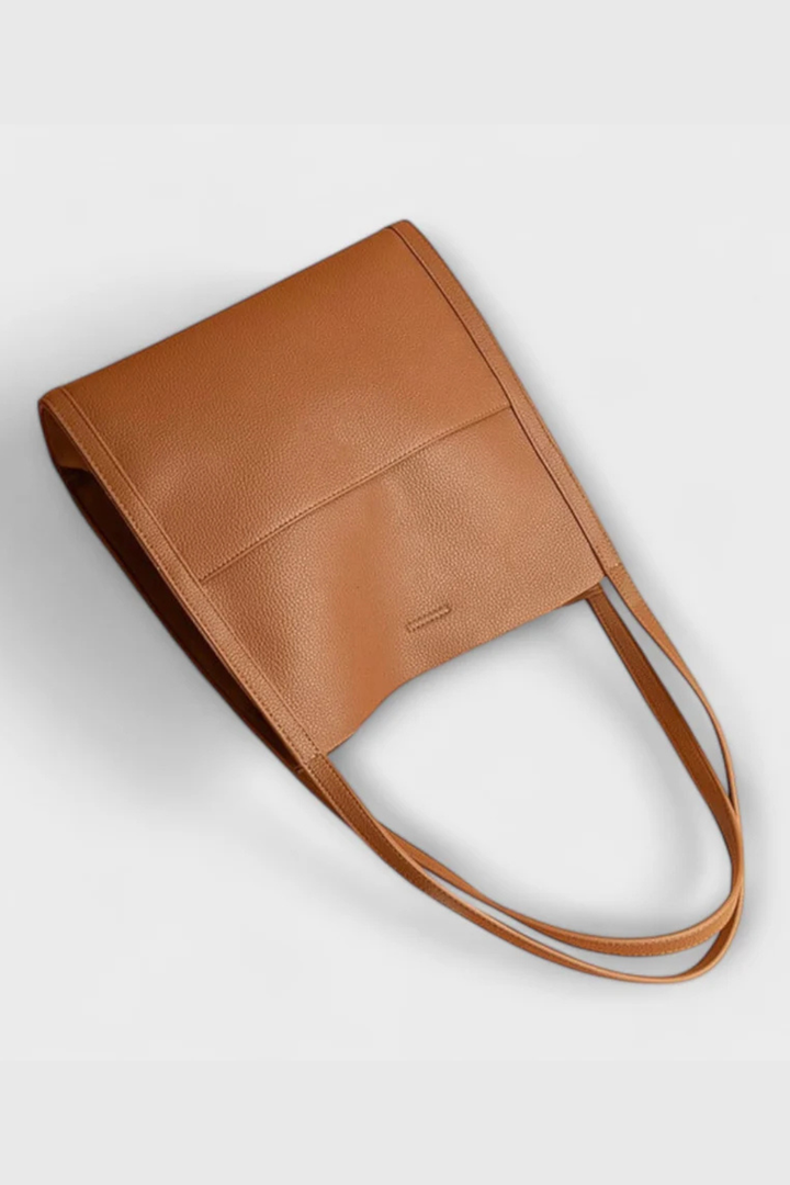 Nea - Women’s Structured Textured Tote Bag with Front Pocket
