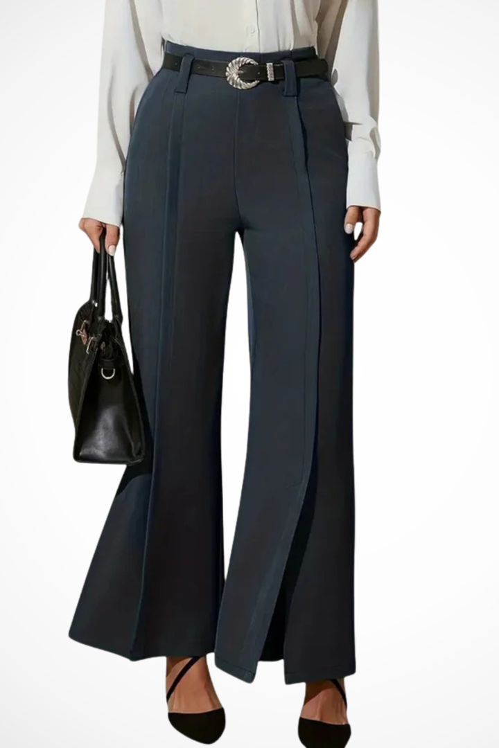 Thea - Women’s Tailored Wide-Leg Trousers with Belt Detail