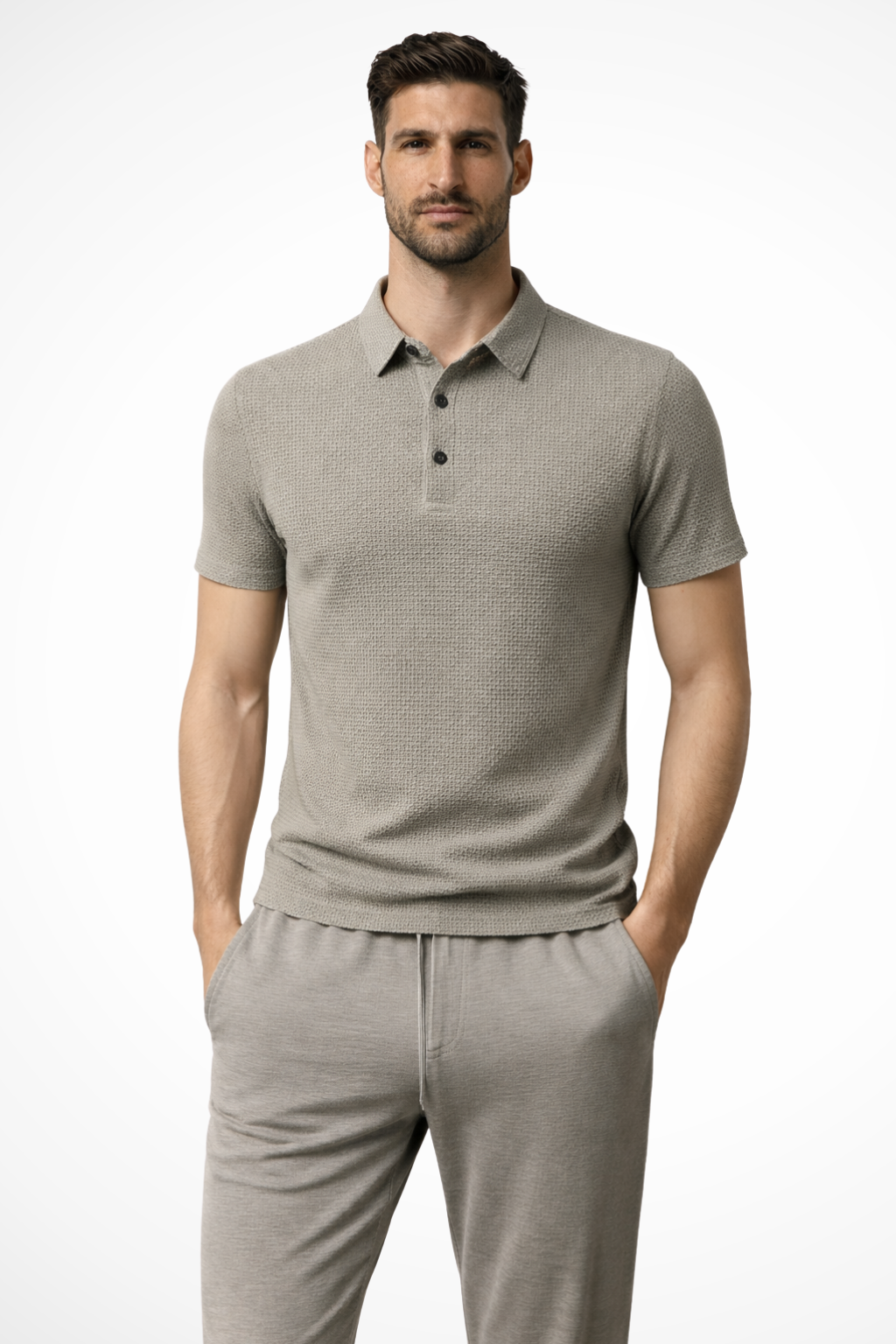 Elliot - Men Waffle Knit Short Sleeve Formal Polo Shirt