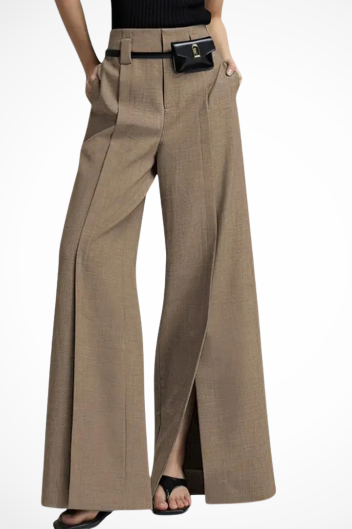 Thea - Women’s Tailored Wide-Leg Trousers with Belt Detail