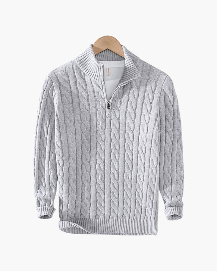 Rowan - Men’s Half-Zip Fine-Knit Jumper with High Collar