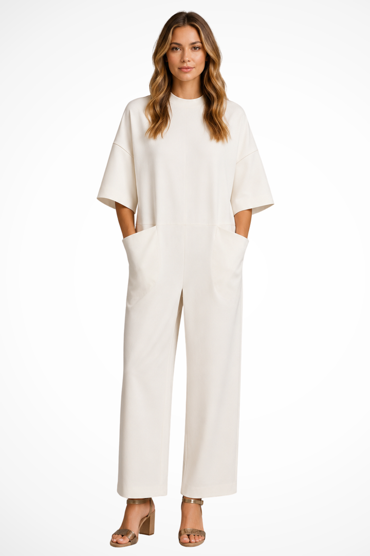 Claire -  Women Oversized Short Sleeve Wide Leg Occasion Jumpsuit