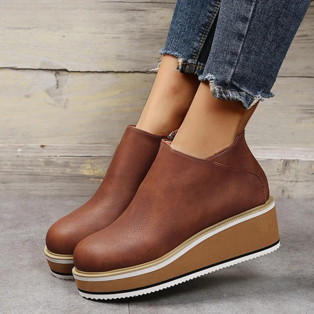 LUCY | Orthopedic Leather ComfortStep Ankle Platform Boots