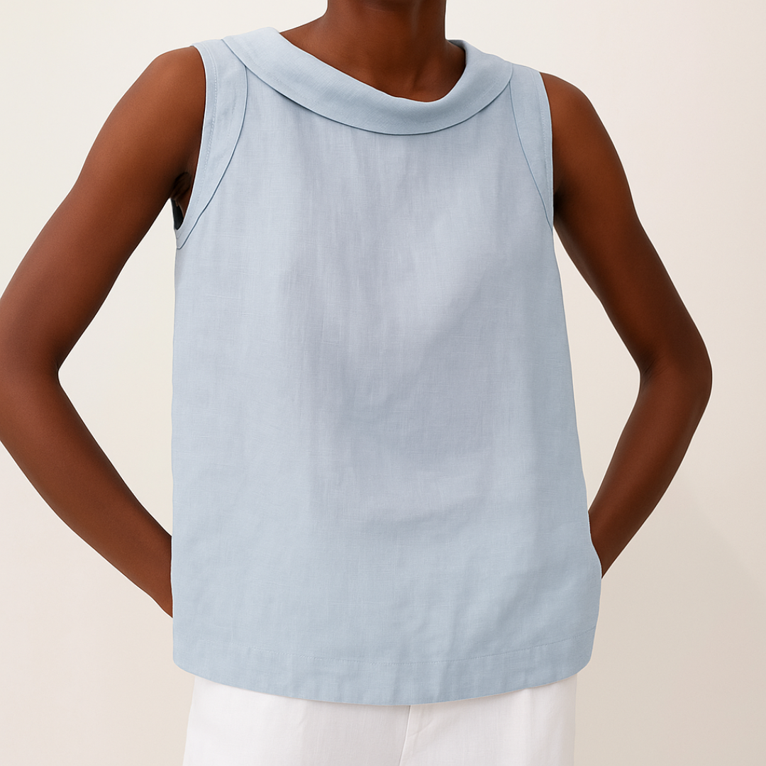 Ava – Sleeveless Roll Collar Top