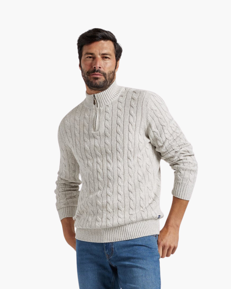 Rowan - Men’s Half-Zip Fine-Knit Jumper with High Collar