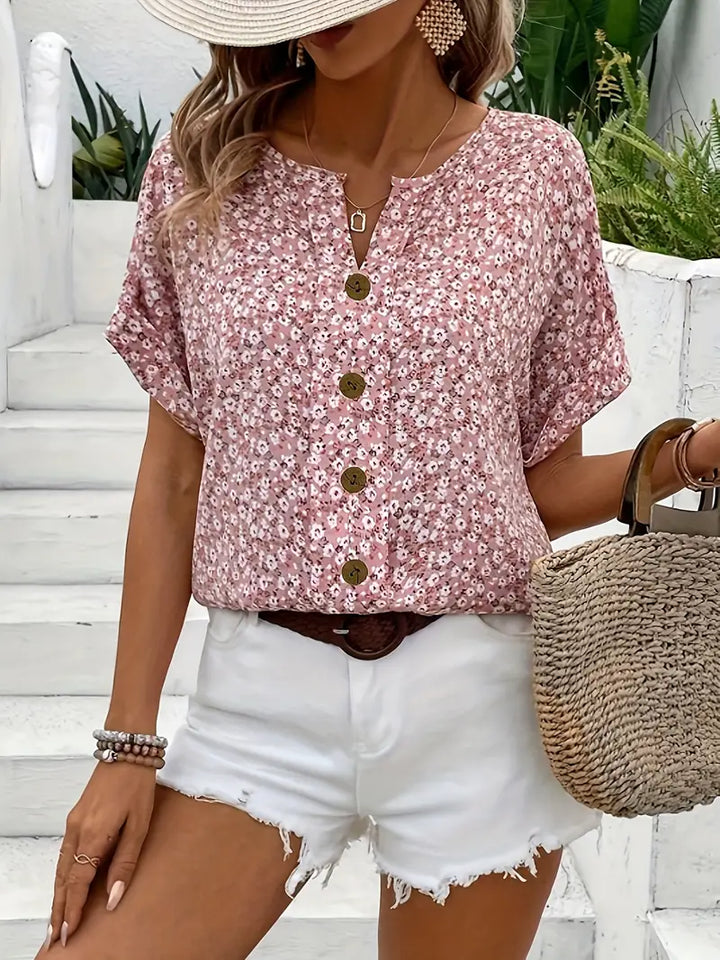 Tressa – Button-Front Floral Blouse