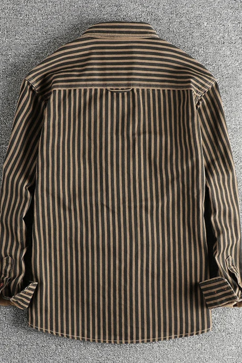 David -  Men Washed Striped Shirt Loose Fit Long Sleeve Blouse