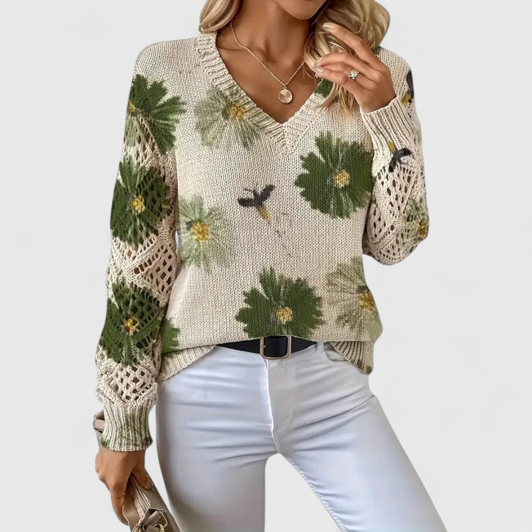 Ivy - Elegant sweater with floral pattern