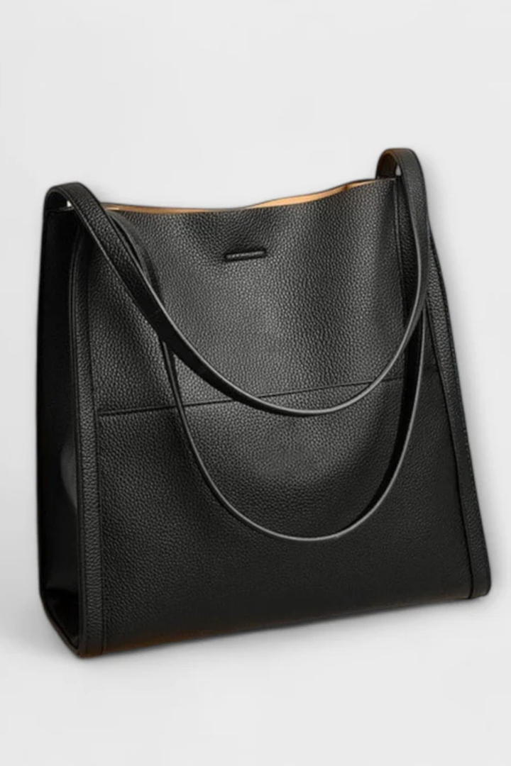 Nea - Women’s Structured Textured Tote Bag with Front Pocket