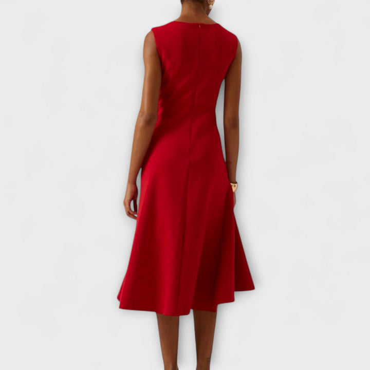 Hallie – Draped Asymmetric Midi Dress