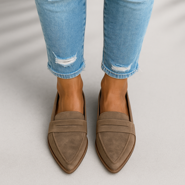 Arlette - Women’s Pointed-Toe Slip-On Loafers with Front Strap