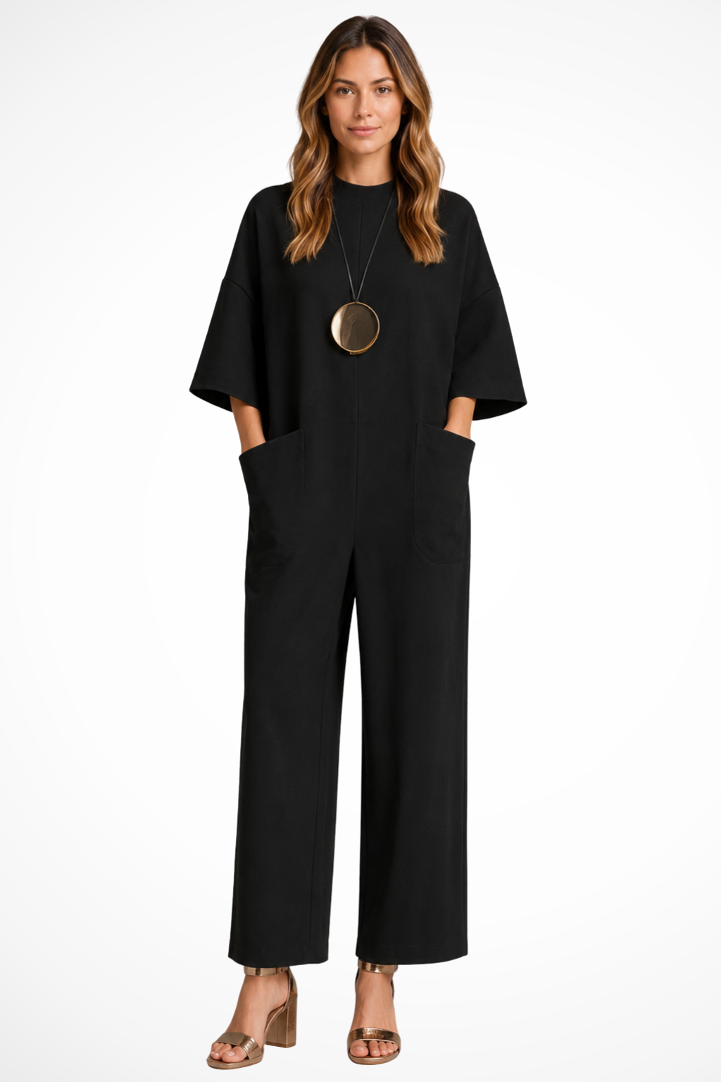 Claire -  Women Oversized Short Sleeve Wide Leg Occasion Jumpsuit