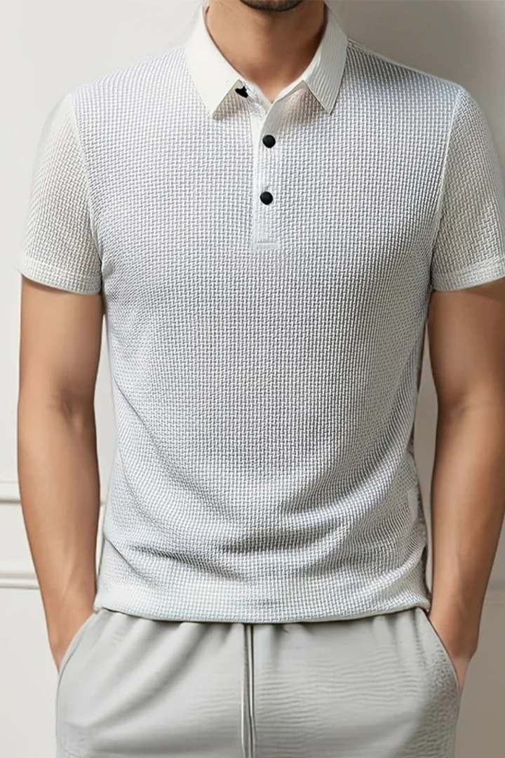 Elliot - Men Waffle Knit Short Sleeve Formal Polo Shirt