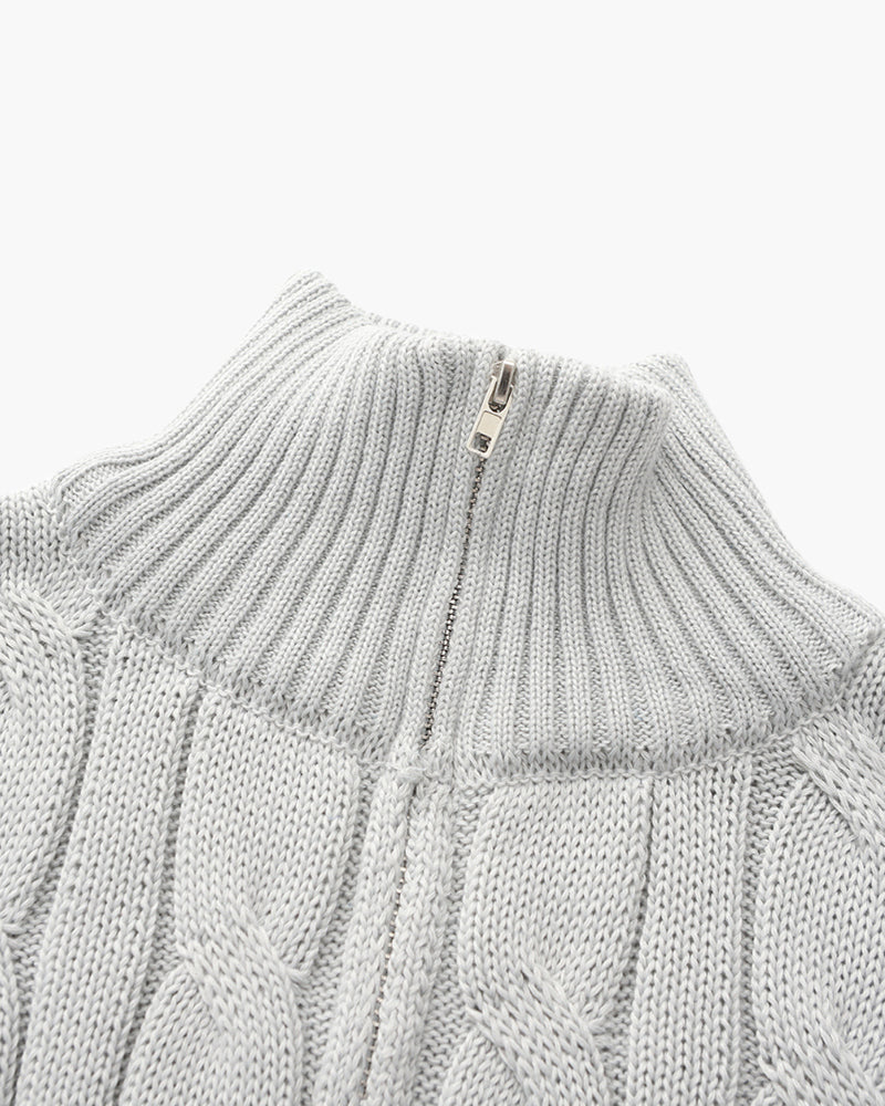 Rowan - Men’s Half-Zip Fine-Knit Jumper with High Collar