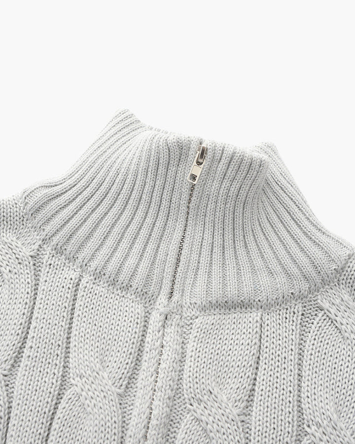 Rowan - Men’s Half-Zip Fine-Knit Jumper with High Collar