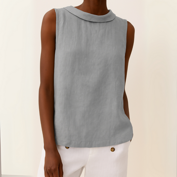 Ava – Sleeveless Roll Collar Top