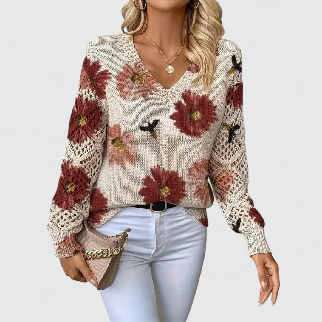 Ivy - Elegant sweater with floral pattern
