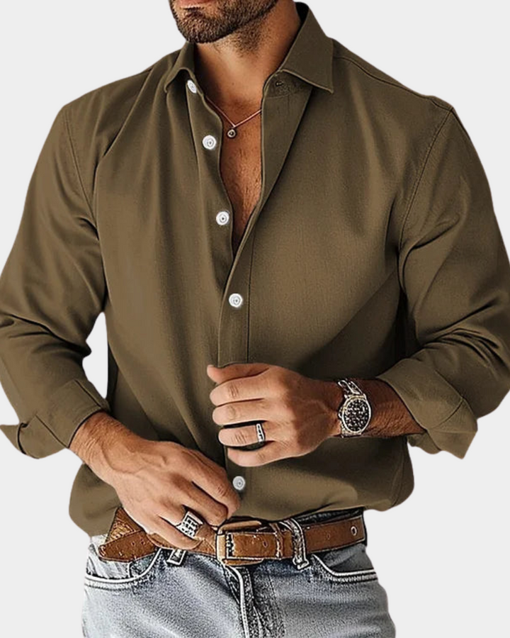 Men’s Long Sleeve Button-Up Shirt with Classic Collar