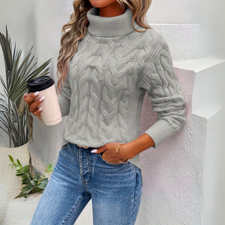 Janet | Cable Knit Roll Neck Jumper