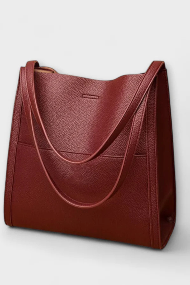 Nea - Women’s Structured Textured Tote Bag with Front Pocket
