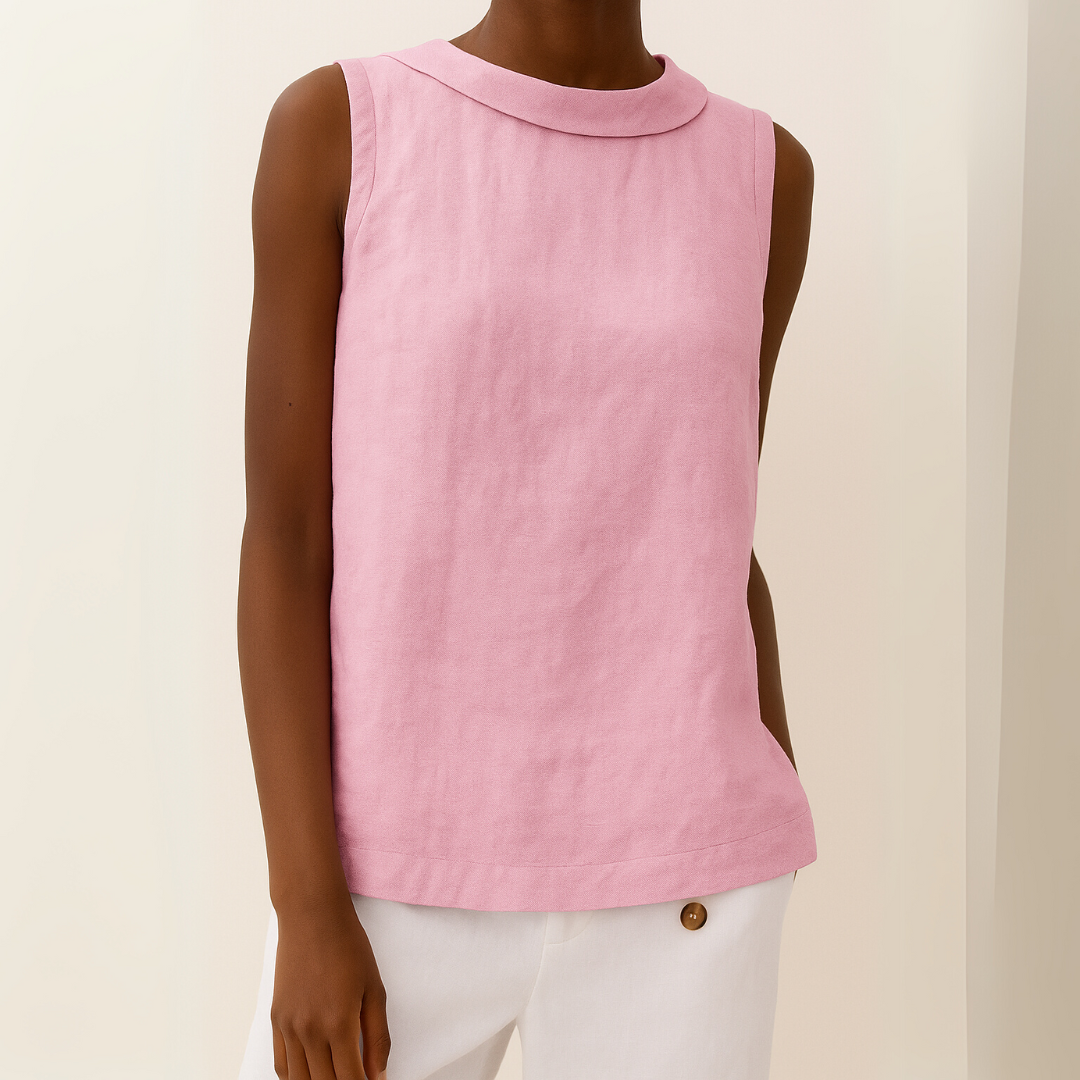Ava – Sleeveless Roll Collar Top