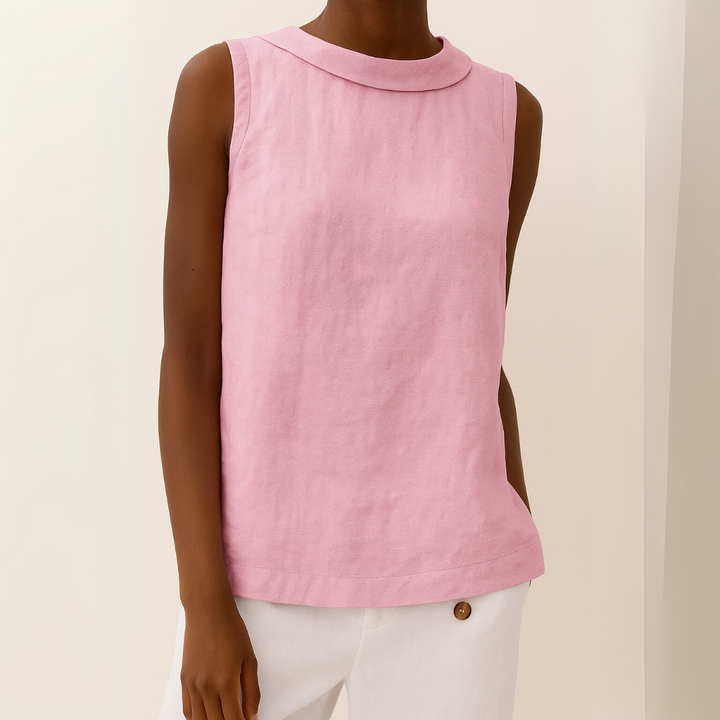 Ava – Sleeveless Roll Collar Top
