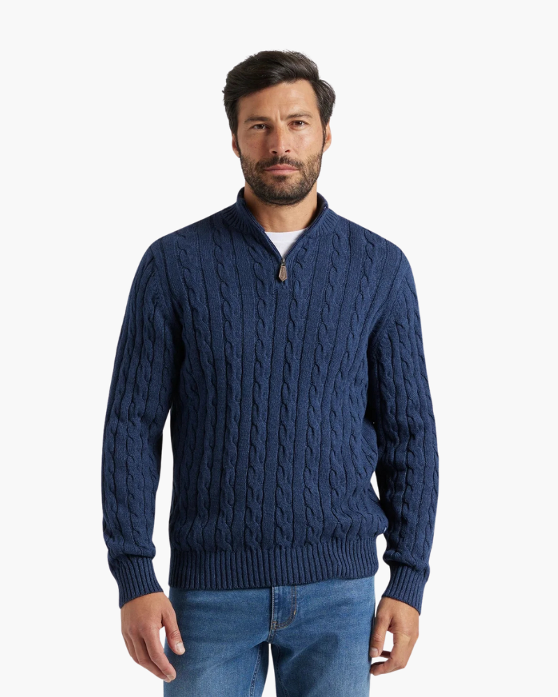 Rowan - Men’s Half-Zip Fine-Knit Jumper with High Collar