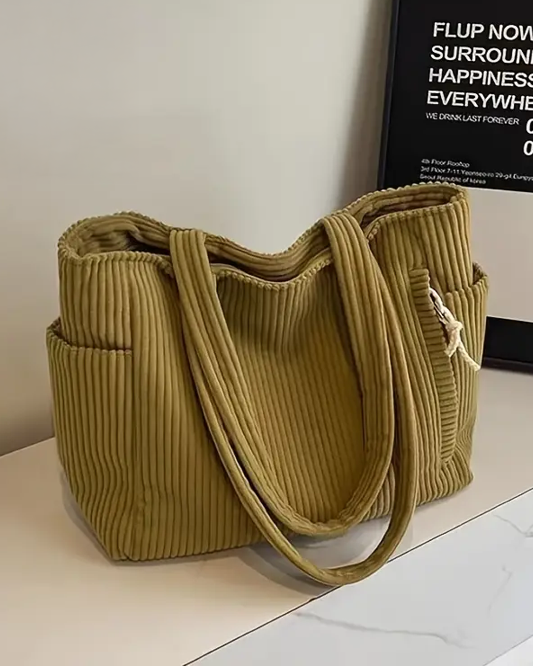 Liva – Ribbed tote bag with cord detail