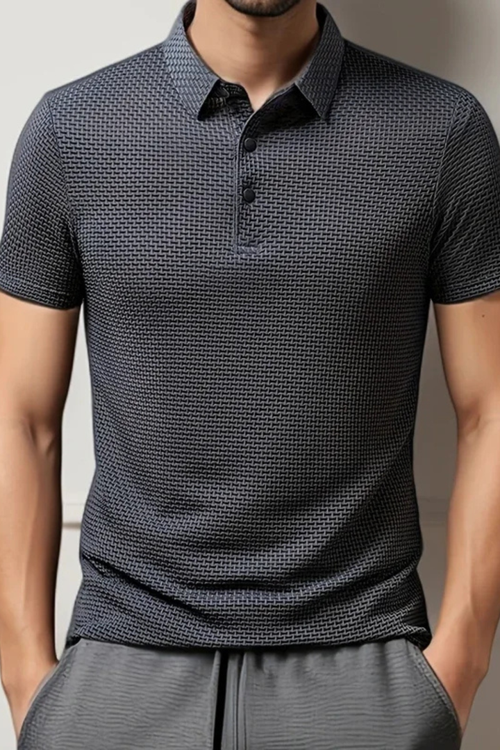 Elliot - Men Waffle Knit Short Sleeve Formal Polo Shirt