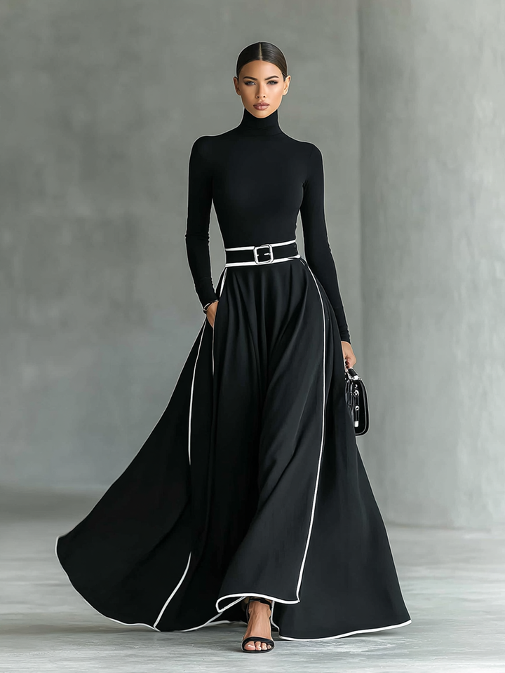Romilly – Long-Sleeved Maxi Dress with Slim Belt