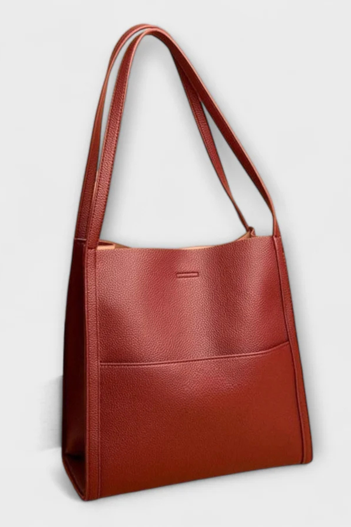 Nea - Women’s Structured Textured Tote Bag with Front Pocket