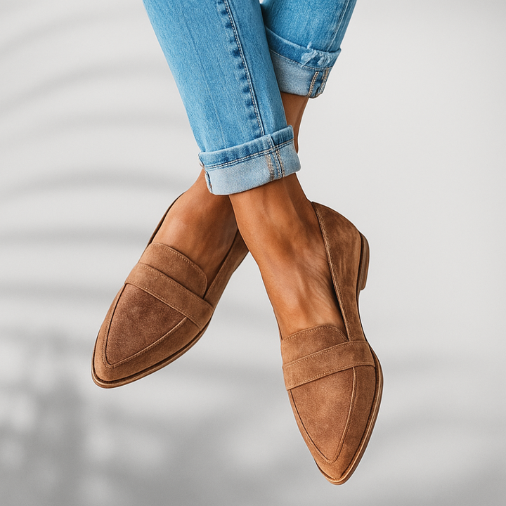 Arlette - Women’s Pointed-Toe Slip-On Loafers with Front Strap