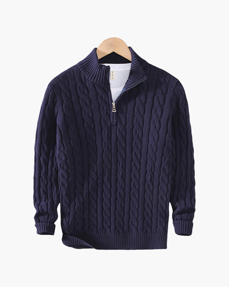 Rowan - Men’s Half-Zip Fine-Knit Jumper with High Collar