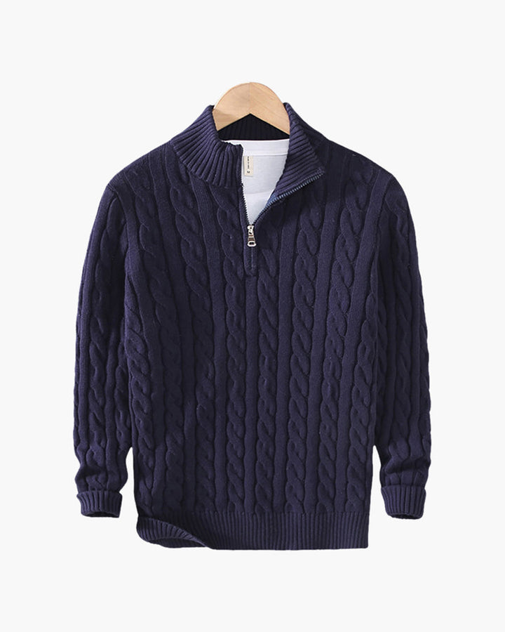 Rowan - Men’s Half-Zip Fine-Knit Jumper with High Collar