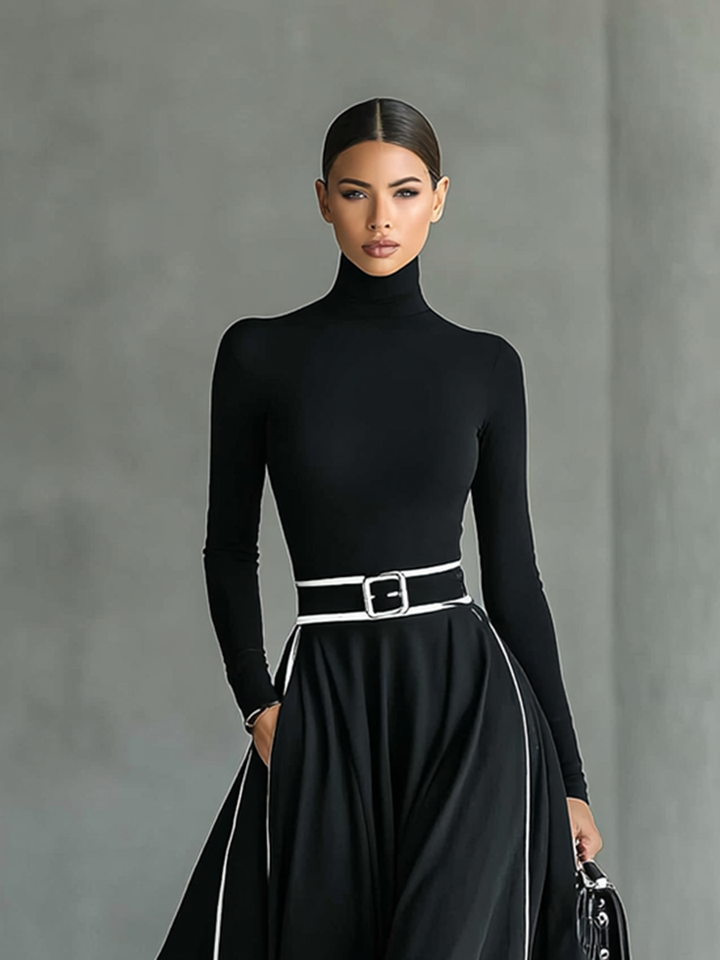 Romilly – Long-Sleeved Maxi Dress with Slim Belt