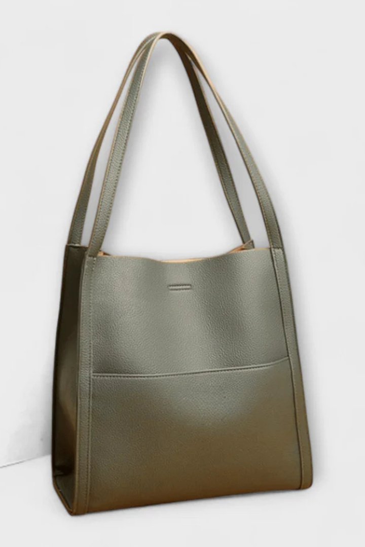 Nea - Women’s Structured Textured Tote Bag with Front Pocket