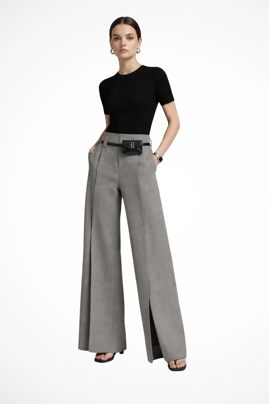 Thea - Women’s Tailored Wide-Leg Trousers with Belt Detail