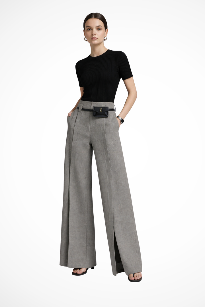 Thea - Women’s Tailored Wide-Leg Trousers with Belt Detail