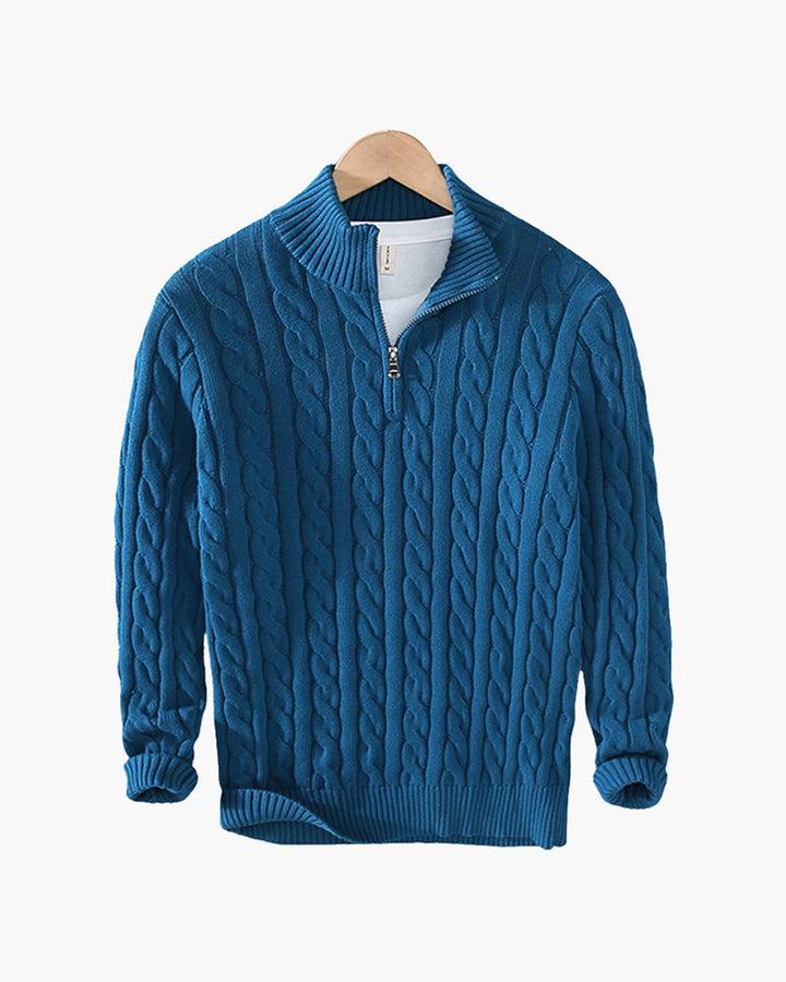 Rowan - Men’s Half-Zip Fine-Knit Jumper with High Collar