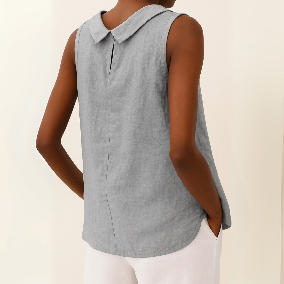 Ava – Sleeveless Roll Collar Top