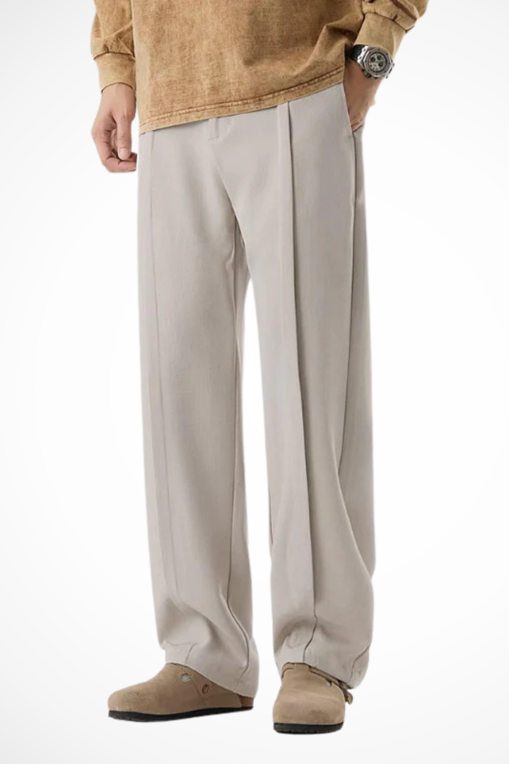 Jordi - Men Front Pleat Wide Leg Tailored Trousers