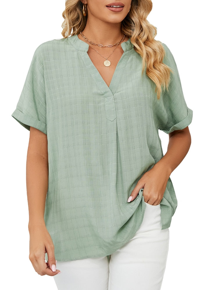 Akiya – Relaxed V-Neck Blouse