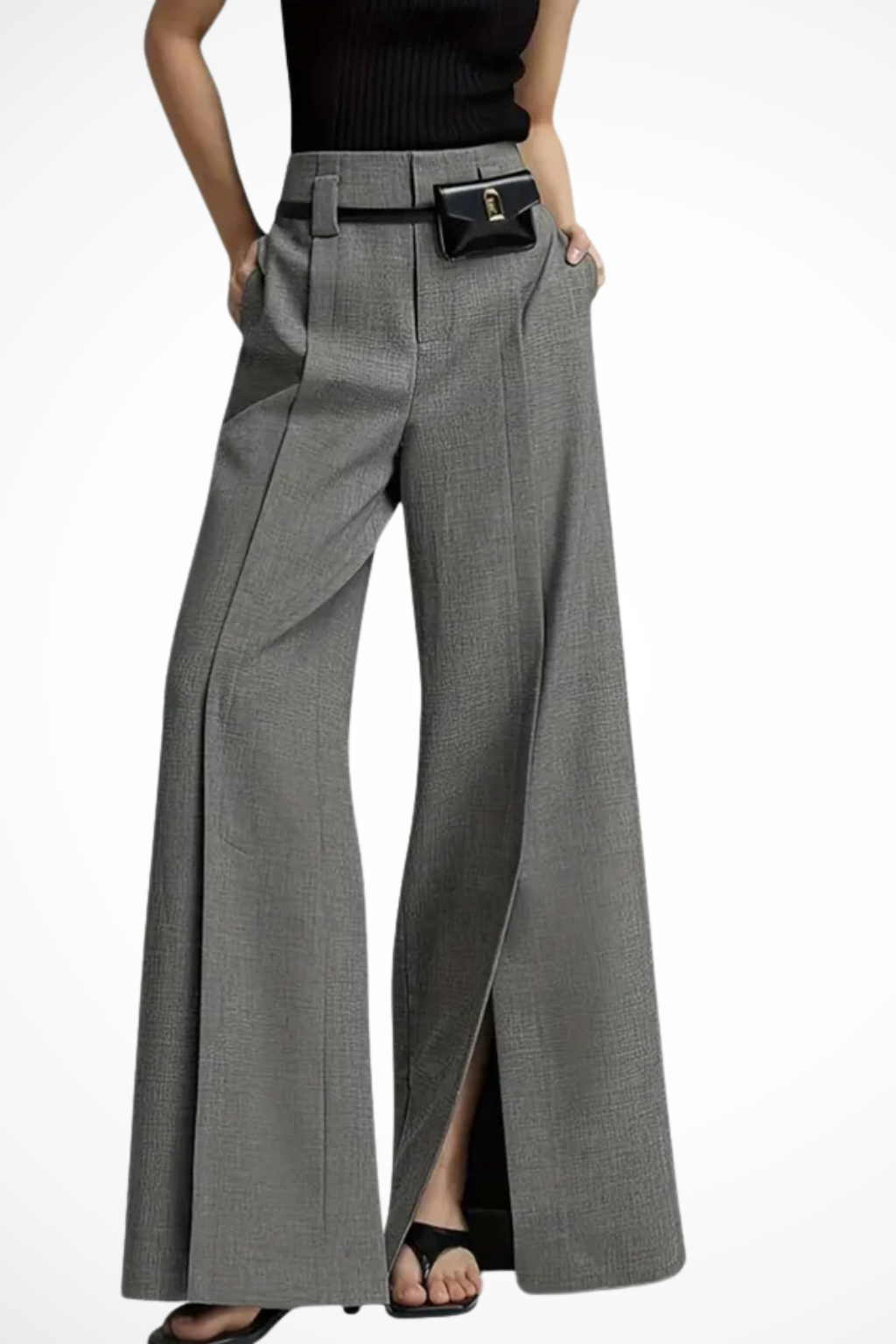 Thea - Women’s Tailored Wide-Leg Trousers with Belt Detail