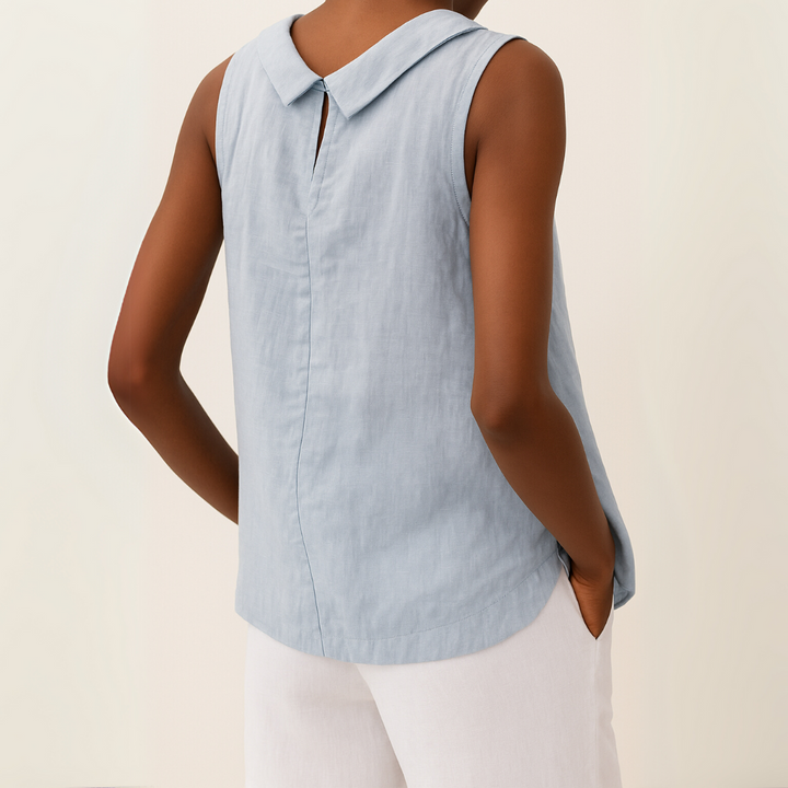 Ava – Sleeveless Roll Collar Top