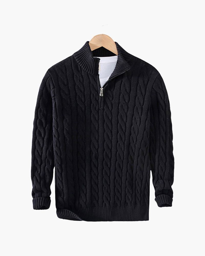 Rowan - Men’s Half-Zip Fine-Knit Jumper with High Collar