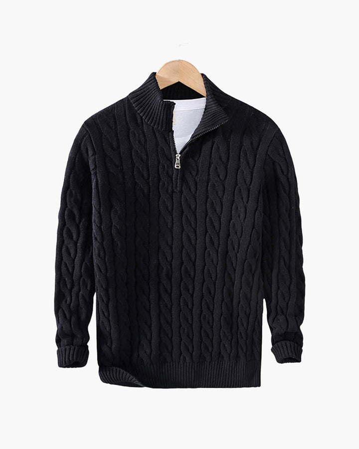 Rowan - Men’s Half-Zip Fine-Knit Jumper with High Collar