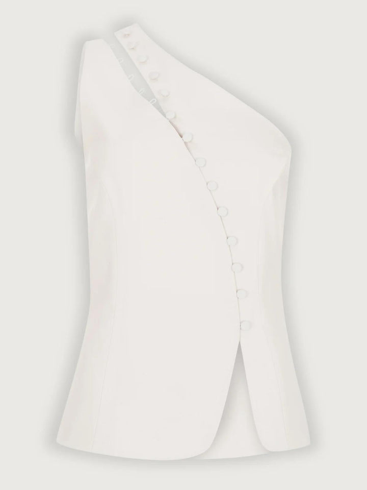 Ella™ One-Shoulder Button Detail Top